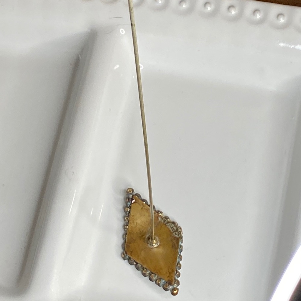 Antique Diamond Shaped Rhinestone Hat Pin 💎 - Picture 5 of 16